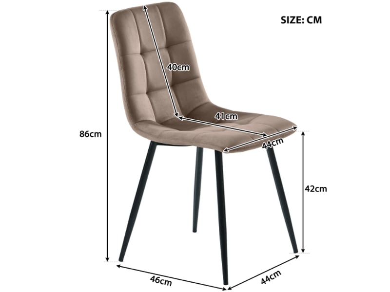  Ensemble salle à manger 117×68 cm : table rectangulaire moderne + 4 chaises velours brun et pieds noirs  - Conforama C