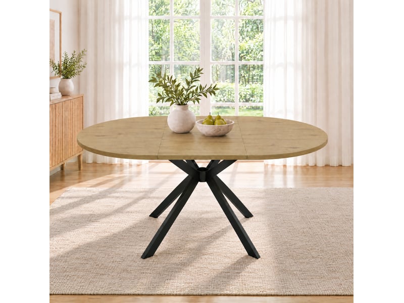  Table à manger extensible 100140 x 100 cm – bois clair – plateau ovale, rallonge intégrée pour 4 à 6 personnes  - Conforama C