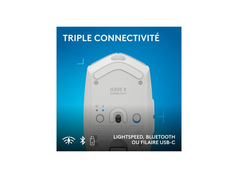  Souris gaming sans fil ultra legere hero 44k 44000 dpi rvb blanc 6 boutons usb-c LOG5099206134751 - Conforama E