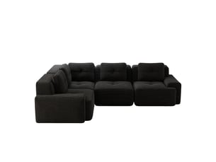 Canapé modulable noir tissu velours côtelé design contemporain salon