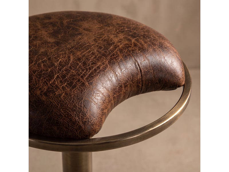 Kin - tabouret de bar style industriel chic, 42 x 85 x 33,5 cm, pivotant et réglable en hauteur, en métal marron - Conforama C