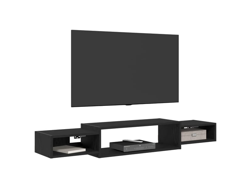  Meuble tv - banc tv - meuble de rangement mural montage mural chêne noir 140 x 28 x 21 cm  - Conforama C