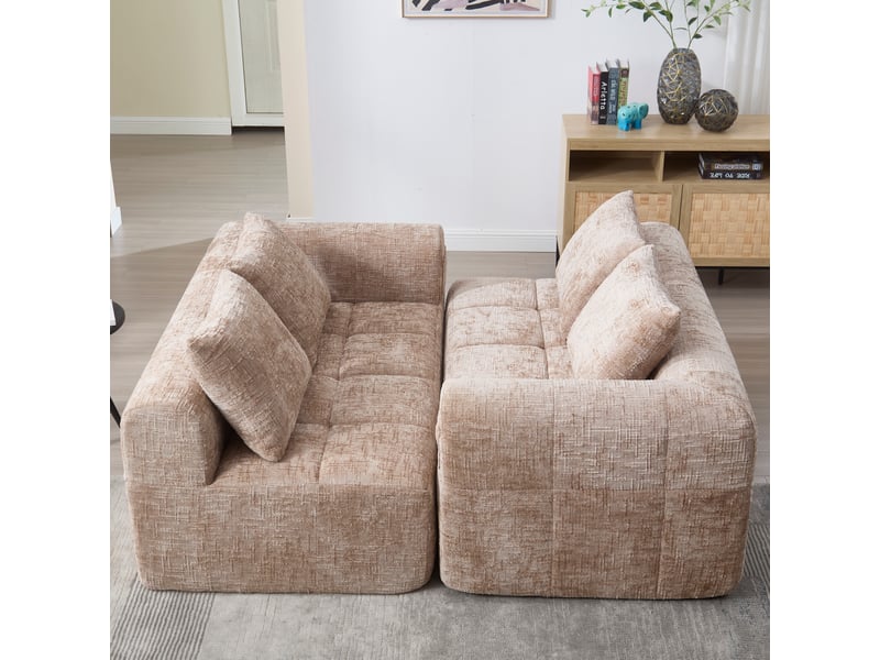 Canapé droit fixe 2 places tissu kaki canapé compressible - Conforama E