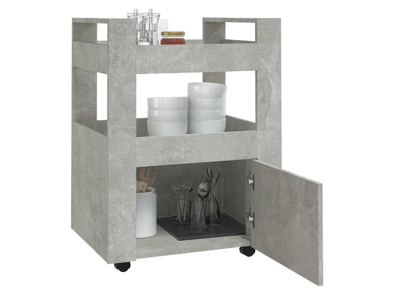  Desserte de cuisine, chariot de rangement gris béton 60x45x80 cm bois d'ingénierie shl29538  - Conforama D