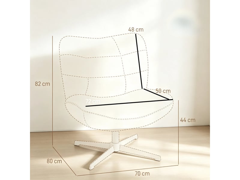  Fauteuil pivotant en tissu chenille coloris crème T5828P574857 - Conforama C