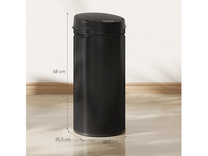 Poubelle à capteur 42 l en acier inoxydable noir avec fermeture douce - Conforama C