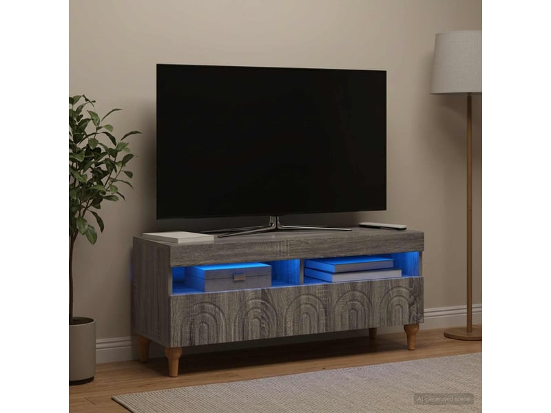  Meuble tv - banc tv - meuble de rangement led sonoma gris bois d'ingénierie  - Conforama B