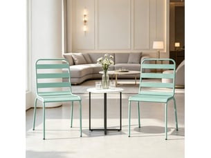 Lot de 2 chaises de jardin empilables 46 x 58 x 78 cm vertes en acier, repas en extérieur, patins réglables