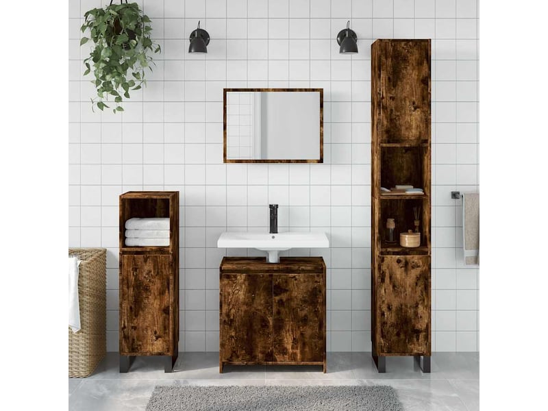 Ensemble de meubles de salle de bain 2 pcs chêne fumé cf63595 - Conforama C