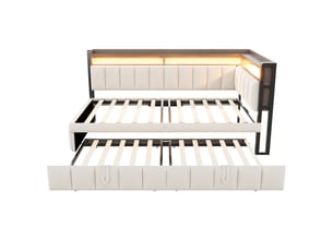 Lit gigogne 90x200 cm MAISONORA coloris beige