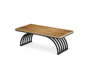 Table basse avec plateau de 120 cm et design ouvert, style industriel, pour salon, en métal et bois, noir et brun