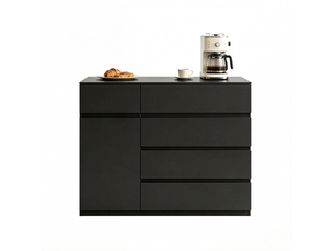 Meuble commode rangement 100x40x80 cm 5 tiroirs noir salon moderne avec portes homvra