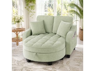 Canapé droit convertible <strong>MODENVIE</strong> <strong></strong> 1 place Tissu bleu avec coffre de rangement