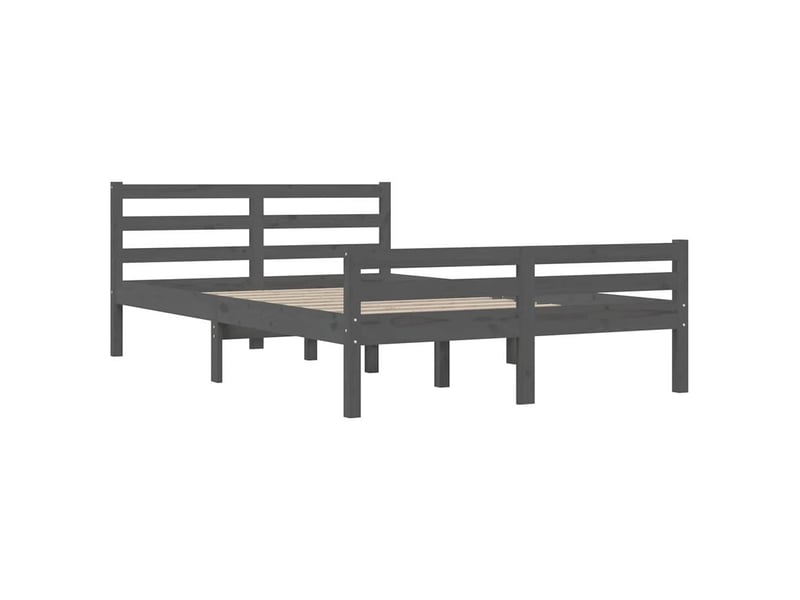  Lit double- lit adulte -  cadre de lit sans matelas gris bois massif 140x190 cm  - Conforama C
