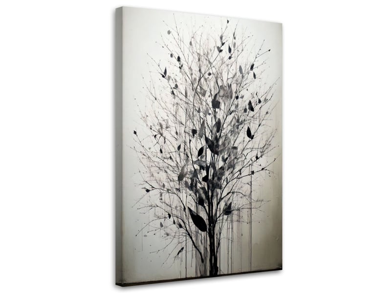  Image sur toile, délicates branches noires sur fond gris 40x60 1334479989 - Conforama A