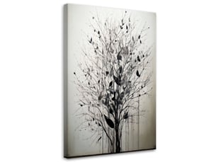 Image sur toile, délicates branches noires sur fond gris 40x60