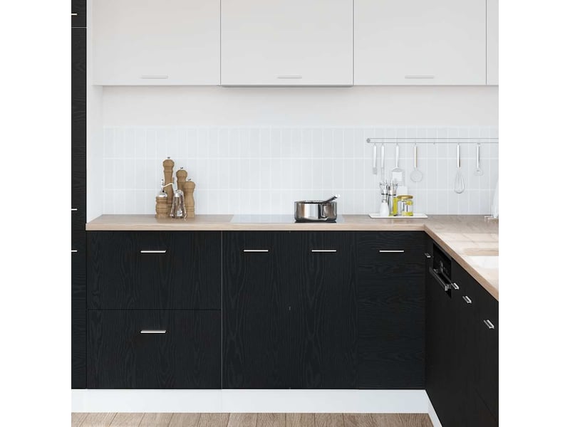  Meuble de rangement, meuble bas de cuisine chêne noir 60x46x81,5cm bois contreplaqué  - Conforama C
