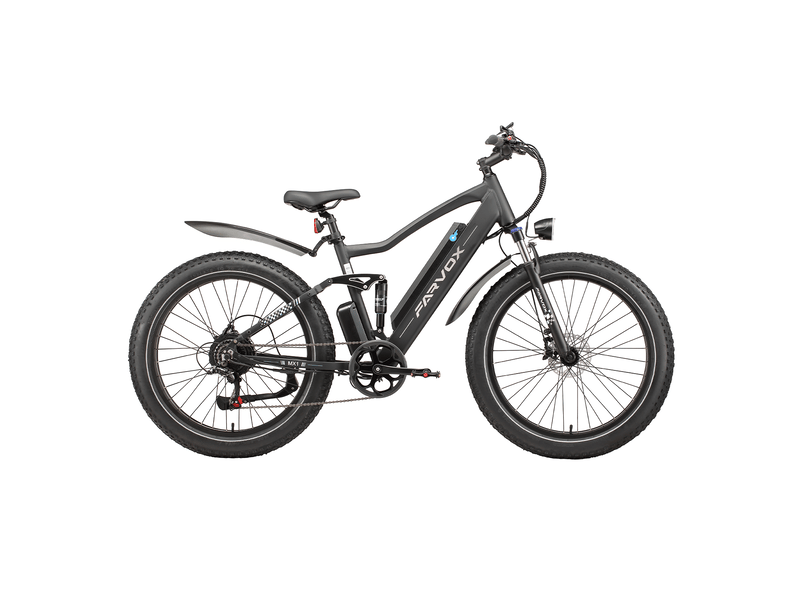 Vélo électrique farvox mx1, fatbike 26, 624 wh, double suspension, noir et bleu - Conforama A