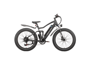 Vélo électrique farvox mx1, fatbike 26, 624 wh, double suspension, noir et bleu