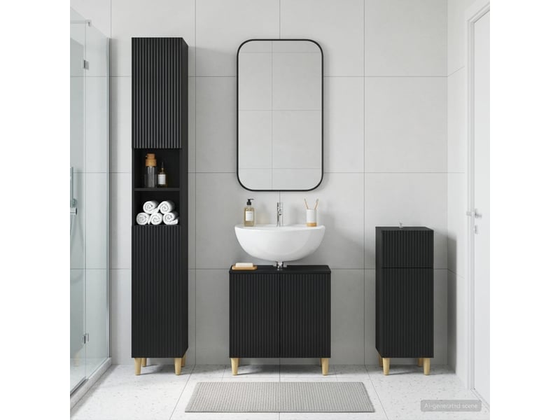  Ensemble de meuble de salle de bain 3 pièces arnhem noir cf63327  - Conforama B