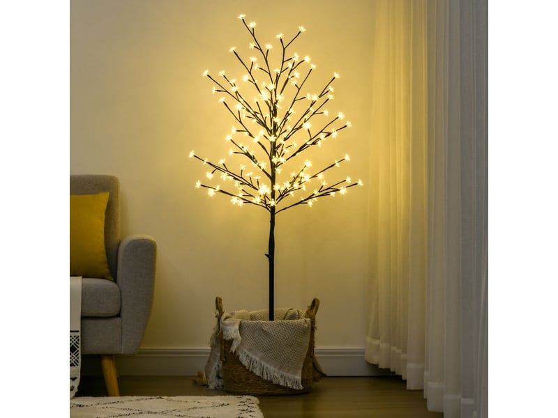  Lampe décorative d'intérieur en forme d'arbre à fleurs de cerisier, avec 150 led, 17 x 17 x 150 cm, noire  - Conforama D