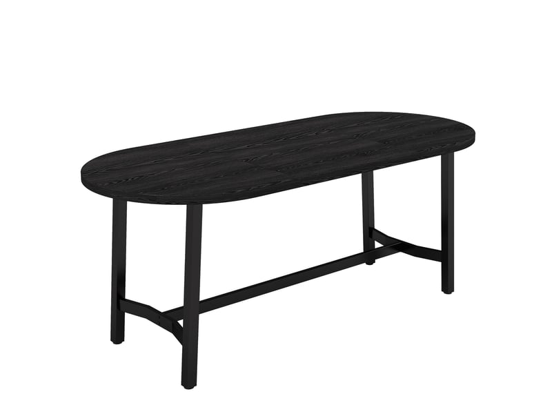  Table à manger 180 x 80 x 75 cm, 6-8 personnes, angles arrondis, pieds en fer, noir Jamama eleni - Conforama W