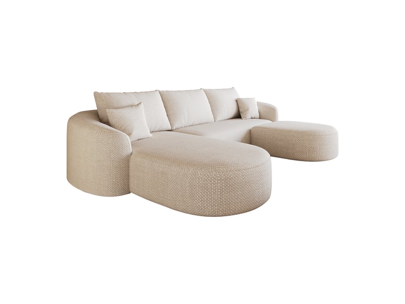  Canapé en u modulable, design sans structure, chenille blanche, 266 cm, sans montage  - Conforama D