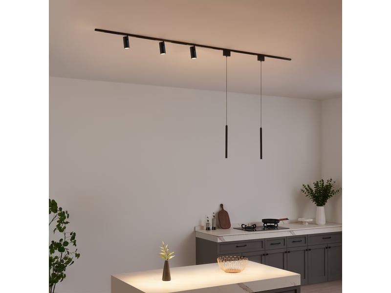Système de rail magnétique 2 m noir 2 suspensions et 3 spots 27w led - transformateur externe - lyne Lyne - Conforama D
