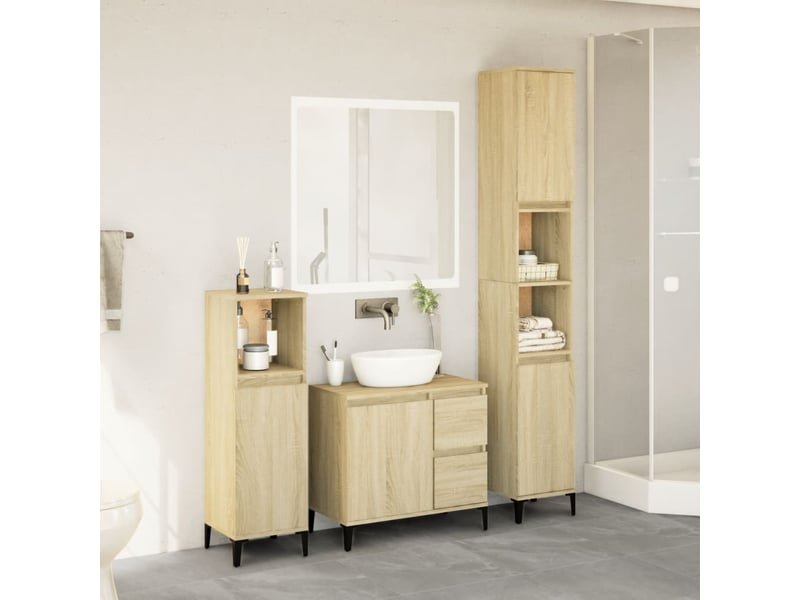 Ensemble de meubles de salle de bain 3 pcs chêne sonoma cf63734  - Conforama C