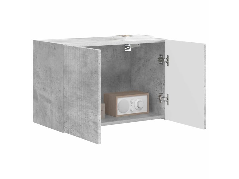  Meuble tv - banc tv - meuble de rangement mural 59,5 x 31 x 40 cm gris béton bois d'ingénierie  - Conforama C