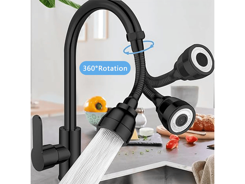  Aérateur de robinet noir 3 modes, tête douchette évier cuisine 360° pivotante, embout extension pour robinet de cuisine, économiseur d'eau  - Conforama C