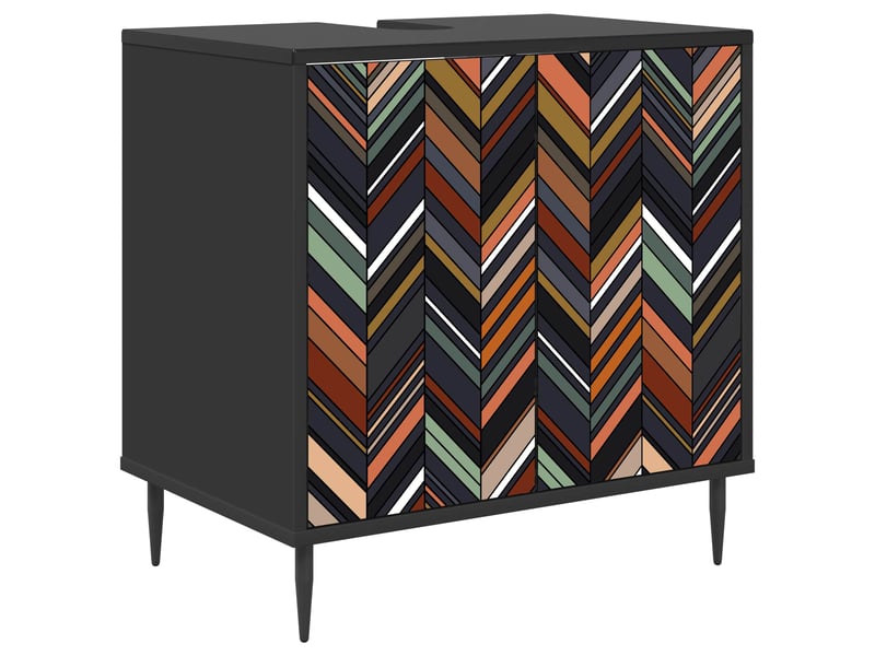  Armoire de salle de bain, meuble de rangement ommen chêne noir 60x40x61 cm  - Conforama A