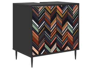Armoire de salle de bain, meuble de rangement ommen chêne noir 60x40x61 cm