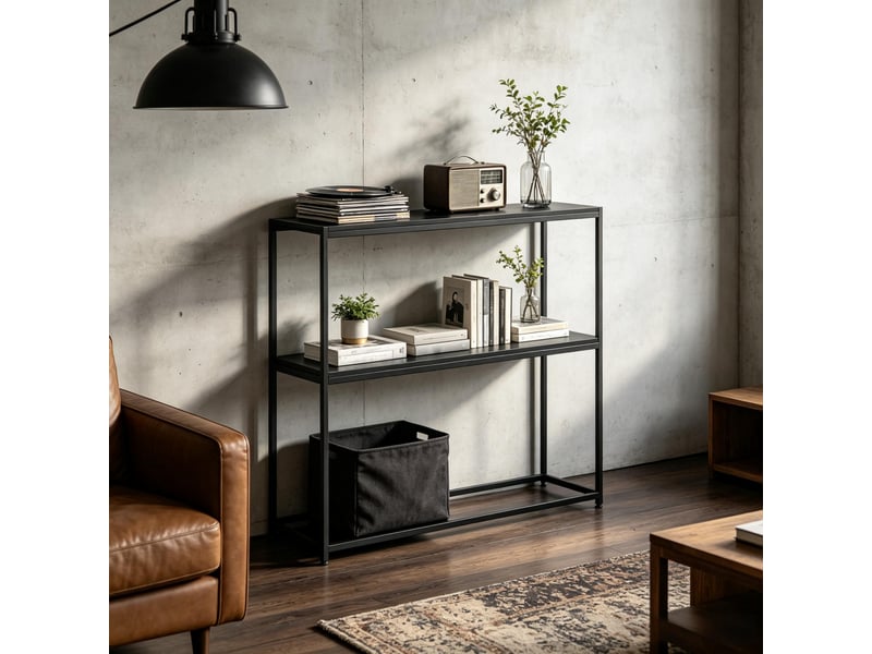 Console moderne en acier à 2 niveaux, table d’entrée pour couloir et salon  - Conforama D