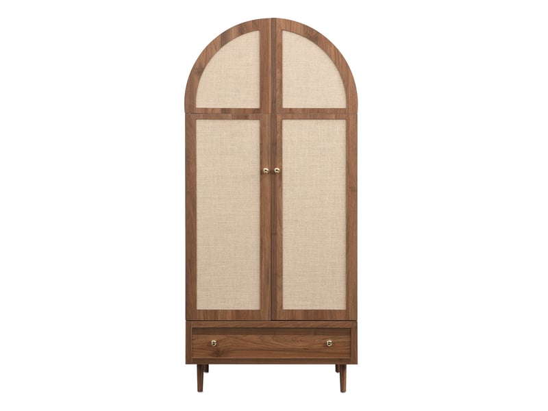  Armoire dressing penderie 79 x 50 x 175 cm portes tissu tiroir inférieur tringle large pieds massifs mdf noyer  - Conforama A