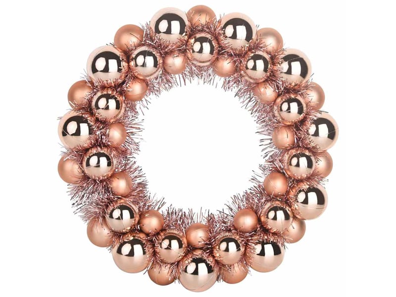  Couronnes de boules de noël 2 pcs rose doré 33 x 33 x 7 cm  - Conforama D