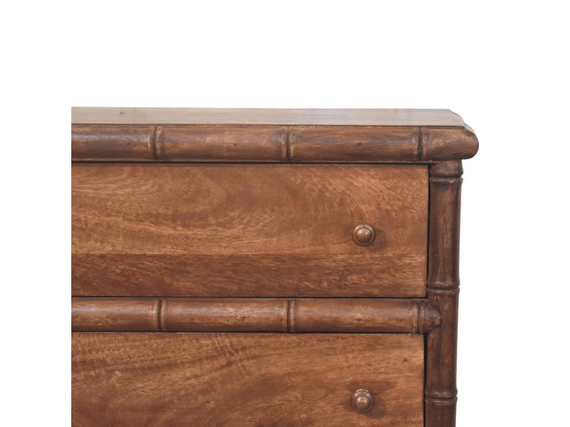  Artisan furniture commode en bois massif sculpté motif bambou, 3 tiroirs  - Conforama C