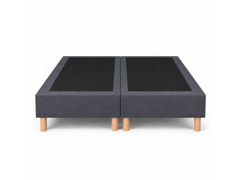  Lot de 2 sommiers tapissiers déco 80x200 cm gris - 160x200 - hauteur 35 cm - 8 pieds inclus  - Conforama C