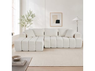 Canapé d'angle compressé gauche fixe <strong>ULEVR</strong> <strong></strong> 3 places Velours blanc