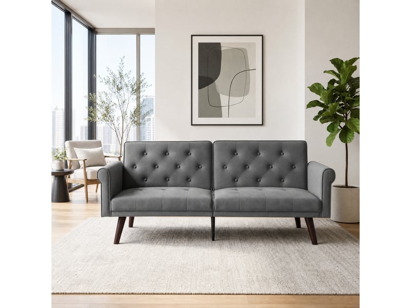  Canapé convertible modenvie 2 places velours gris dossiers réglables 172 x 89 cm  - Conforama E