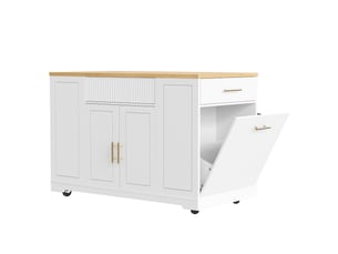 Desserte de cuisine 120x50x92 cm avec roulettes, 2 portes et 3 tiroirs mdf métal blanc