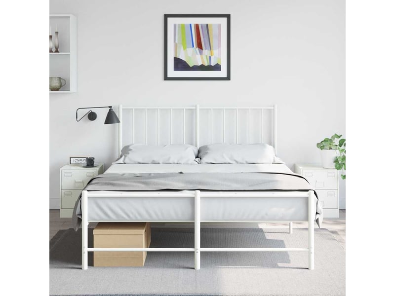  Vidaxl table de nuit blanc acier 2 tiroirs meuble rangement moderne 34,5x39x44 cm chambre coucher  - Conforama B