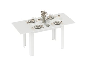 Table de salle à manger extensible, 140180 x 80 cm, table de cuisine pour 6 à 8 personnes, pour cuisine ou salle à manger, blanche