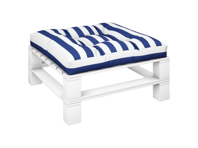  Coussin de palette, coussin de chaise, coussin de canapé rayures bleues et blanches 70x70x12 cm tissu cf55424  - Conforama C