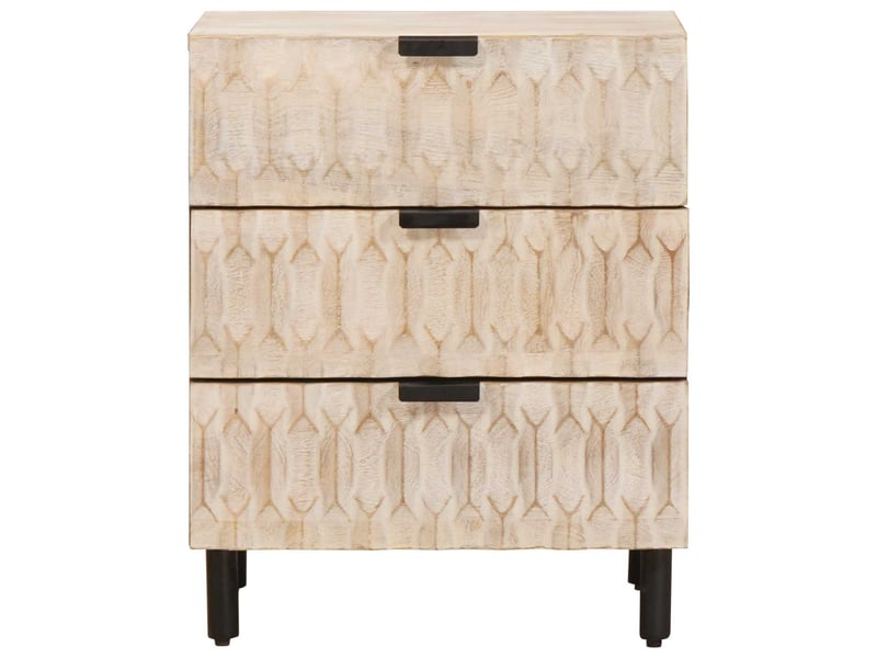  Table de chevet blanc 50 x 33 x 62 cm bois de mangue massif  - Conforama C