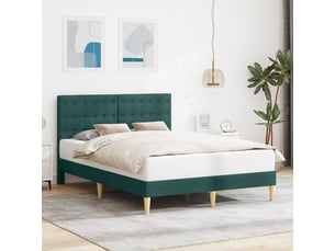 Lit adulte, lit double, cadre de lit avec tête de lit vert foncé 160x200cm tissu cf4401