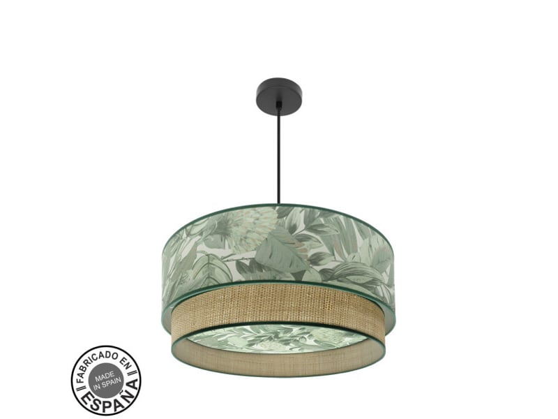  Suspension fabrilamp congo noir vert naturel 3 x e27 ø 60 cm 224996009 - Conforama A