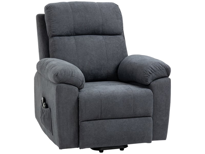 Fauteuil de salon, fauteuil releveur électrique massage, polyester au toucher lin, 89x99x103cm, gris - Conforama A