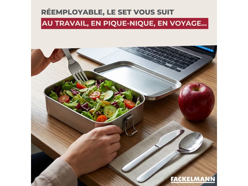Boîte de 3 couverts réemployables fackelmann move 681517 - Conforama E