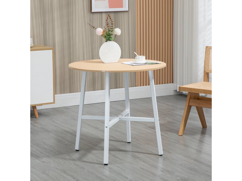  Table de salle à manger pour 4 personnes avec plateau rond et structure métallique, pour cuisine et salon, ø80 × 76 cm  - Conforama B